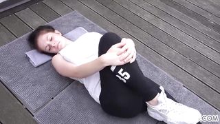 A Very Pregnant Angel Exercises in the Sun!