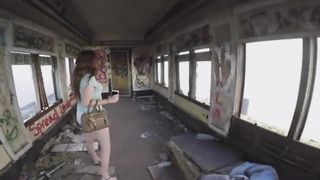 Big Tits Redhead Teen Fucked for Cash in Abandoned Train POV