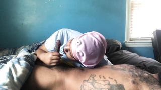 Step Sister Woke me up with Sloppy Blowjob Early in the Morning Head