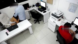 Girl Boss Fucks her Coworker next to the Assitent
