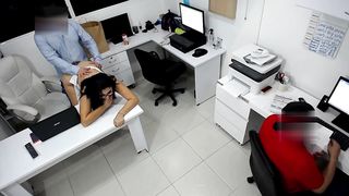 Girl Boss Fucks her Coworker next to the Assitent