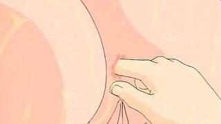 Hot anime chick gets oiled up