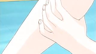 Hot anime chick gets oiled up