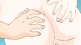 Hot anime chick gets oiled up