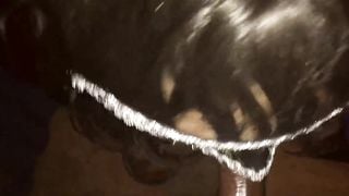 Crossdresser slut sucking black cock POV