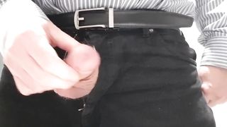 Little cock daddy wank at work with big cum spurt 3