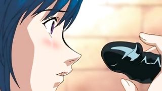 Lesbian hentai fuck with strap on