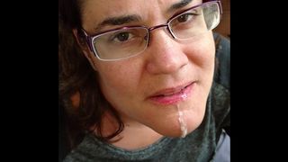 Quick front porch blowjob and cum swallow...