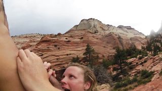 Amateur Outdoors Sloppy Blowjob & Swallow