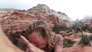 Amateur Outdoors Sloppy Blowjob & Swallow