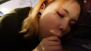 Blowjob in the Car from a Redhead Student - Furiyssh