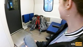 Real Public Blowjob in the Train | POV Oral Creampie by MihaNika69