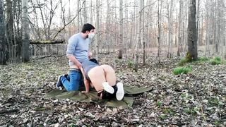 Hot Sex in the Park with Coronavirus Masks