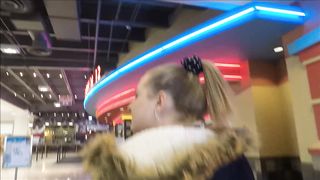 Public Cum Walk - Blonde Nervously Swallows Huge Cum Mouthful At The Mall!