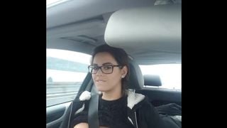 Teen piercing nipple Flash on the road - Flash en voiture by Vic Alouqua