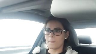 Teen piercing nipple Flash on the road - Flash en voiture by Vic Alouqua