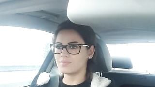 Teen piercing nipple Flash on the road - Flash en voiture by Vic Alouqua