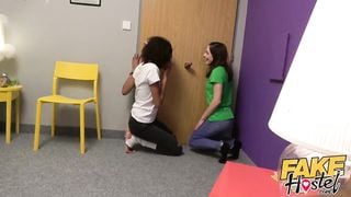 Fake Hostel - Crazy glory hole fun for Brazilian & French backpacker girls