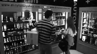 Hidden camera sex at the shop's backroom