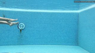 Lizi Vogue and Lady Dee swim and strip naked lesbians