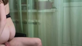 Sperm dripping out - Huge creampie after Sex with Russian Girl in stockings