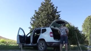 Dogging session! The wife gets nailed, the husband watches