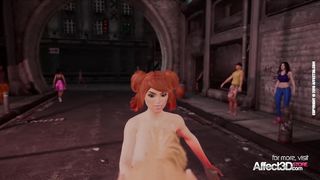 Big tits blonde cop having threesome sex with two futanari lesbians