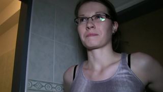 PublicAgent Hot glasses babe fucks in public bathroom
