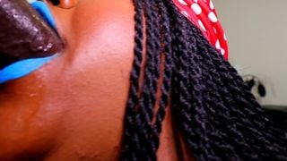 Damn She Took The Whole 10 Inches! Eyes Tearing Up Crossed Rolling Blowjob