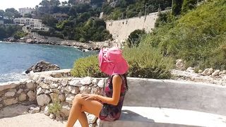 NO PANTIES under Dress & masturbation on PUBLIC trail