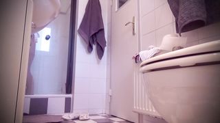 MUST SEE! 18yo Stepsister - Real bathroom hidden cam - pee, shower, lotion