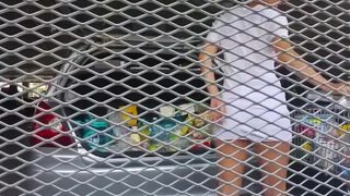 Amateur girl flashing her pussy and tits in a mall parking lot