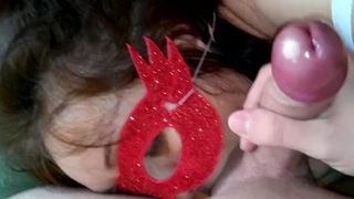 Blowjob in bra and Cum on face Mom And Step Son