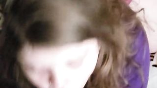 Pretty TEEN with a HUGE ASS Sucks Big Black Dick - Stares Passionately Throat Fuck