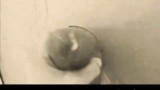 homemade gloryhole handjob with big cumshot