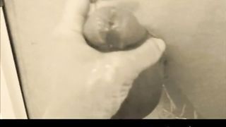 homemade gloryhole handjob with big cumshot