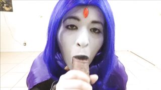 Raven Sucks On A Juicy Cock ( Teen Titans Cosplay )