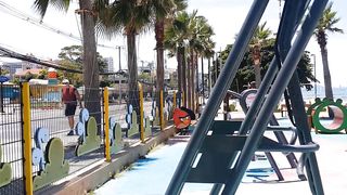 Open Air GYM Risky Public Flashing # "Magic sport panties" in action