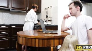 SIS. PORN. Horny guy convinces stepsis blow cock then fucks tight cunt