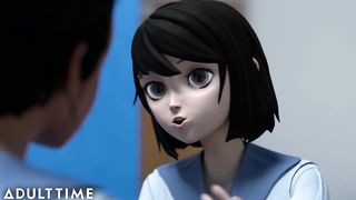 ADULT TIME Hentai Step-Sister Rides Cock & Lesbian Schoolgirls Hentai Sex