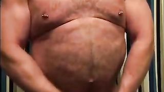 Sexy Daddy Bear Jerking Off In the Bathroom