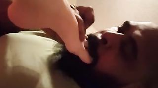 Sexy milf mom gets feet and pussy licked and creampied by bbc black man