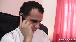 Old granny masseuse jumps on young cock