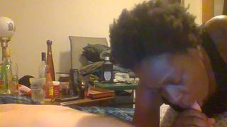 Deep in throat swallow by a fine Ebony Queen