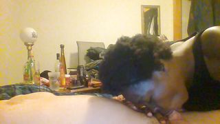 Deep in throat swallow by a fine Ebony Queen