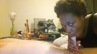 Deep in throat swallow by a fine Ebony Queen