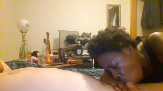 Deep in throat swallow by a fine Ebony Queen