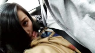 Highway Head - little horny Cocksucker gives Blowjob in Car while driving