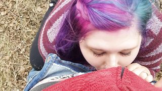 Sucking cock in public walking traill