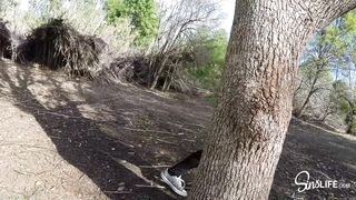 Pink Hair School Girl Quickie Fuck and Swallow in Public Park